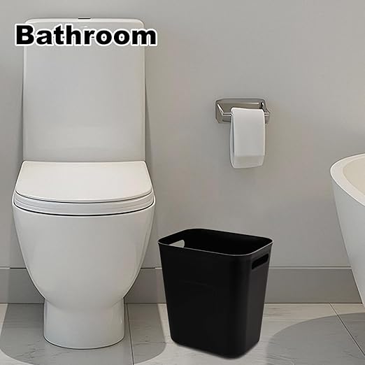 UUJOLY Small Bathroom Trash Can with Trash Bag Wastebasket Garbage Can for Bathrooms, Laundry Room, Kitchens, Offices, Kids Rooms, Dorms, 3.5 Gallons, 3 Pack (Black)