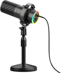 BASN USB/XLR Dynamic Microphone, Live Streaming, Gaming Recording with Three-in-One Mute Button,RGB Lighting and MIC Stand for PC (Gray) SL2000