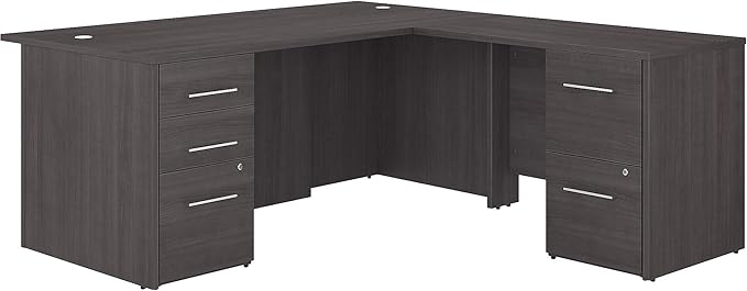 Bush Business Furniture Hybrid Low Storage Cabinet with Doors and Shelves, Storm Gray