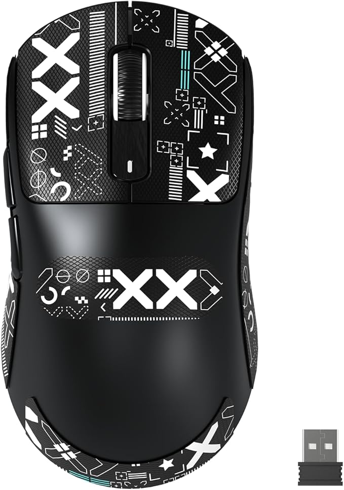 MANBASNAKE Attack Shark X3MAX 49g Wireless Supelight Mouse with Tape, BT/2.4G Wireless/Wired Gaming Mouse, PAW3950 42K DPI Optical Sensor, 200h Battery, Programmable Mouse for PC/Mac/Win (Black)