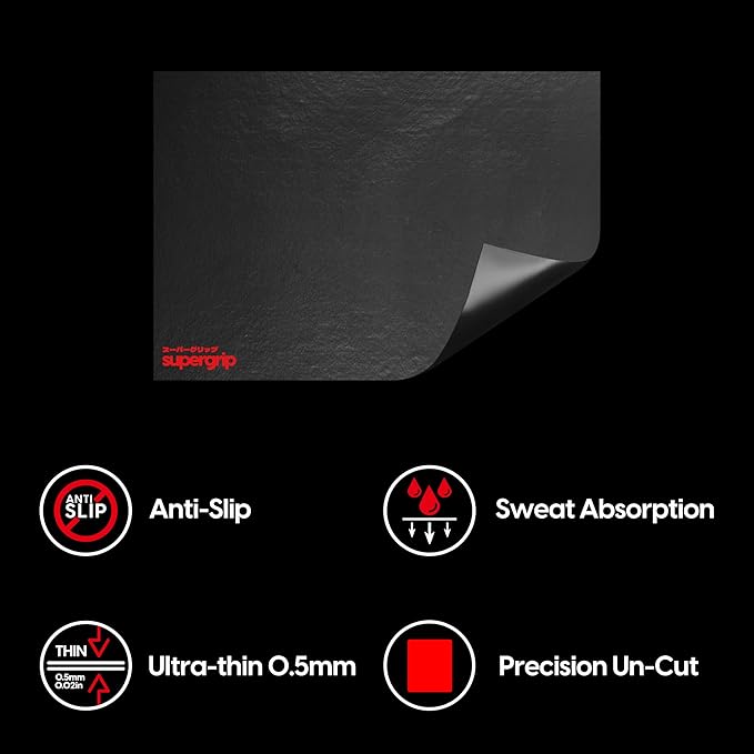 Pulsar Gaming Gears SUPERGRIP Un-Cut DIY Griptape Sweat Absorbing High Performance Universal Anti Slip Mouse Grip Tape Ultra-Thin 0.5mm (0.02in) Size 130 x 90mm (5.1 x 3.5in)