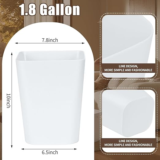 Small Trash Can - Plastic Waste basketbin - for Office,Home,Bathroom,Kitchen - 1.8 Gallon - Khaki