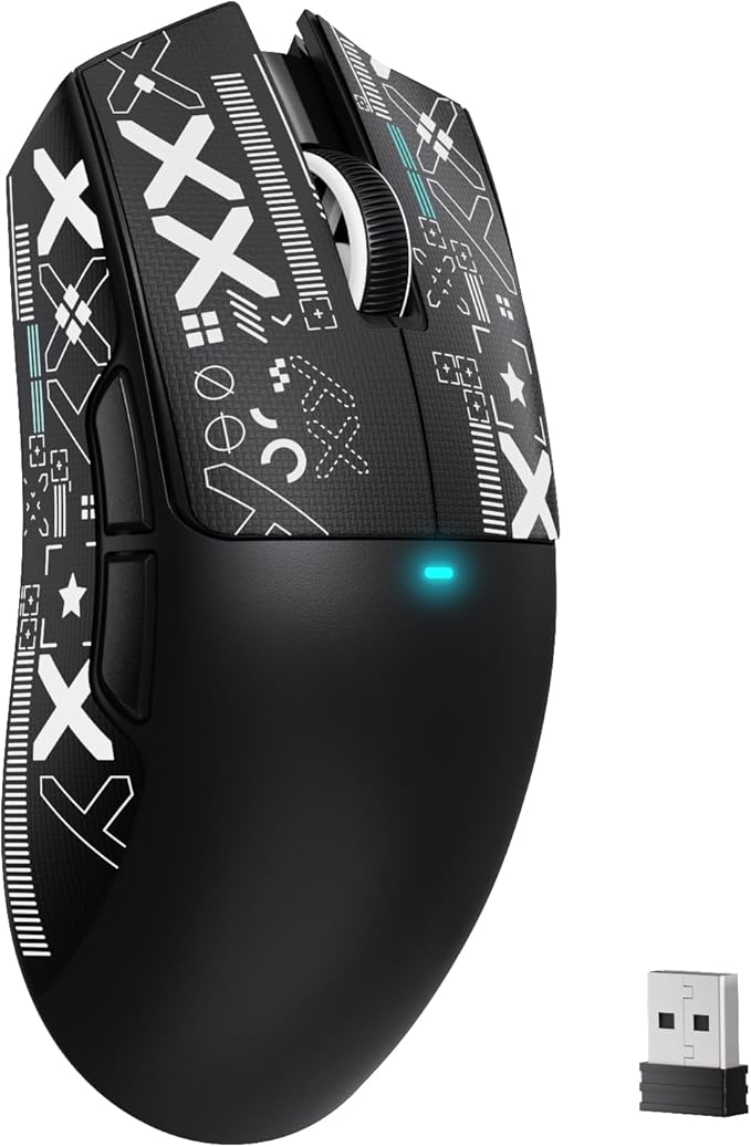 MAMBASNAKE Attack Shark X11SE Lightweight Wireless Gaming Mouse, Tri-Mode 2.4G/USB-C Wired/BT, 22K DPI, PAW3311 Optical Sensor, 59g, 5 Programmable Buttons, 300mAh Battery for PC/Mac(Black-Griptape)
