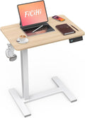FiCiHi Electric Standing Desk with Wheels – Adjustable Height Mobile Sit-Stand Laptop Table, Portable Rolling Small Computer Workstation for Home Office & Bedside Use (24"x16", Maple)