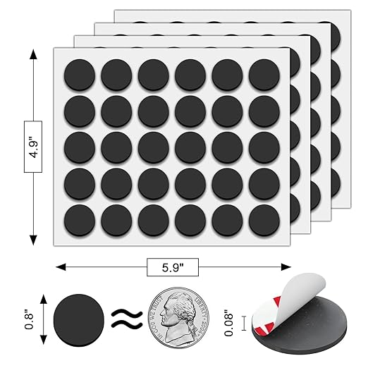 Towjug Flexible Adhesive Magnets, 120 Round Magnetic Dots (0.8"x0.08") Anisotropy Sticky Circle Magnet Tape for DIY Crafts