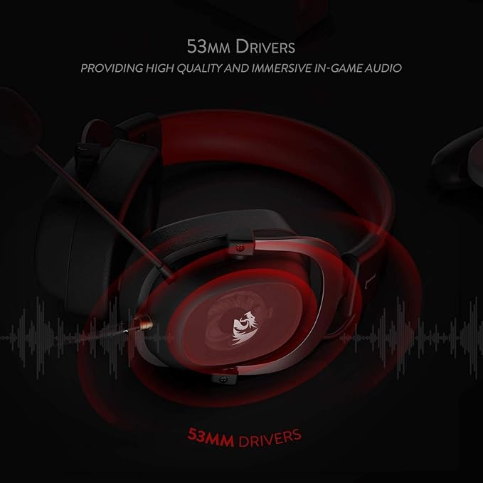 Redragon H510 Zeus Wired Gaming Headset - 7.1 Surround Sound - Memory Foam Ear Pads - 53MM Drivers - Detachable Microphone, Works for Multi-Platforms PC, PS4/3 & Xbox One/Series X, NS