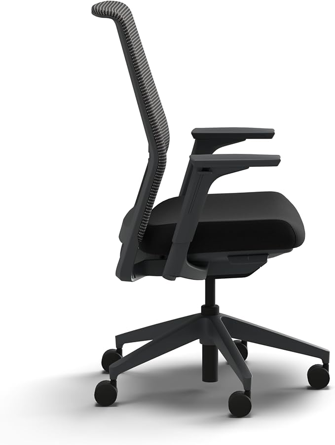 HON Cipher Mesh Office Chair, Standard Cylinder, Height Adjustable Arms, Office Chair with Lumbar Support, Titanium Mesh, Charcoal Frame, Black