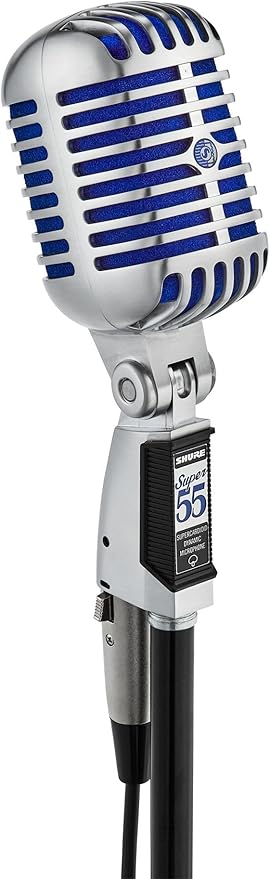 Shure Super 55 Deluxe XLR Vocal Microphone – Vintage-Style Supercardioid Dynamic Mic for Singing, Live Performance & Recording, Classic Sound, Durable Rugged Metal Housing