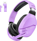 WolfLawS Wireless Gaming Headset with Noise Canceling Microphone for PS5, PC, PS4, 2.4G/Bluetooth Gaming Headphones with USB and Type-c Connector, Wired Mode for Controller (Purple)