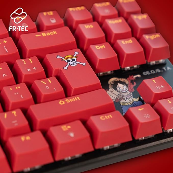FRTEC - TKL Wired Mechanical Keyboard, One Piece Luffy, Touch Brown, Anti-Ghosting, Compatible with PC, Mac, PS5, Switch, Xbox Series X/S (QWERTY) (One Piece Keyboard)