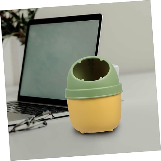 Operitacx Cute Half Lid Trash Can Mini Desk Waste Basket Lid for Office Study Dorm Dinosaur Design Small Trash Bin for Bedroom