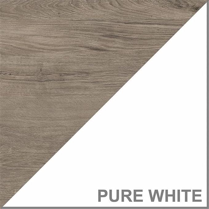 Pemberly Row 60W L Desk with Hutch and File Cabinet, Engineered Wood, White and Gray Finish, Farmhouse Style Office Furniture for Home Workspace, Ample Storage with Shelves and Drawers