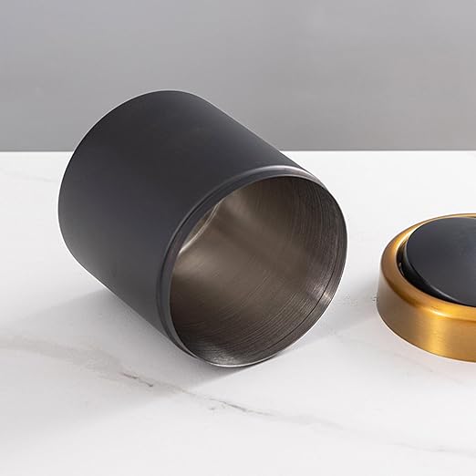Desktop Refuse Receptacle - Slim Trash Organizer, Petite Waste Carrier | Cute Table Bin, Modern Brushed Metal Lid Mechanism, Elegant Stainless Canister Finish Ideal Home, Kitchenette, Nightstan