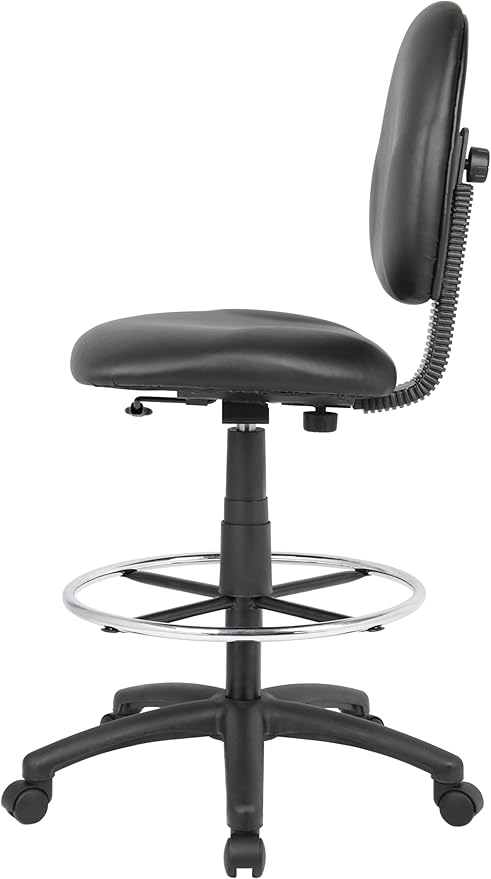 Boss Office Products Stand Up Caressoft Drafting Stool Without Arms in Black (B1690-CS)