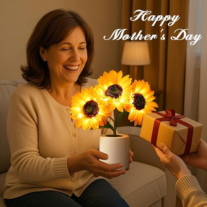 Lifnatty Sunflower Lamp Gifts for Women, Mother’s Day Birthday Gifts for Women, Mom, Sister, Girlfriend, Rechargeable Flower Lamp Night Light, Dimming Table Lamp, Anniversary Bedroom Decor