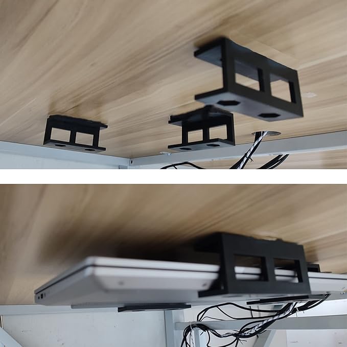 PIAOLGYI 6 Pcs Under Desk Laptop/Keyboard Storage Mounts with Screw, Add On Under Table Mount Brackets