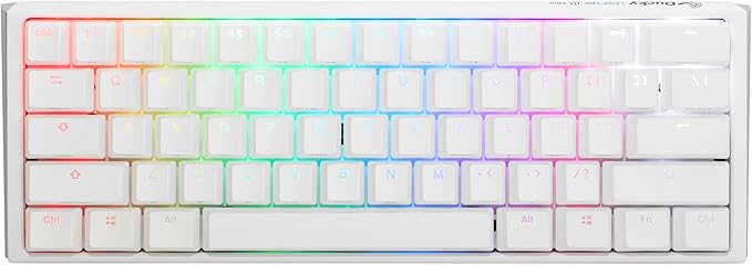 Ducky One 3 White 60% Mechanical Keyboard: Quack Mechanics Dampening, Hot-Swappable Cherry Black Switches, High-Density PBT Doubleshot Keycaps, RGB, US, White