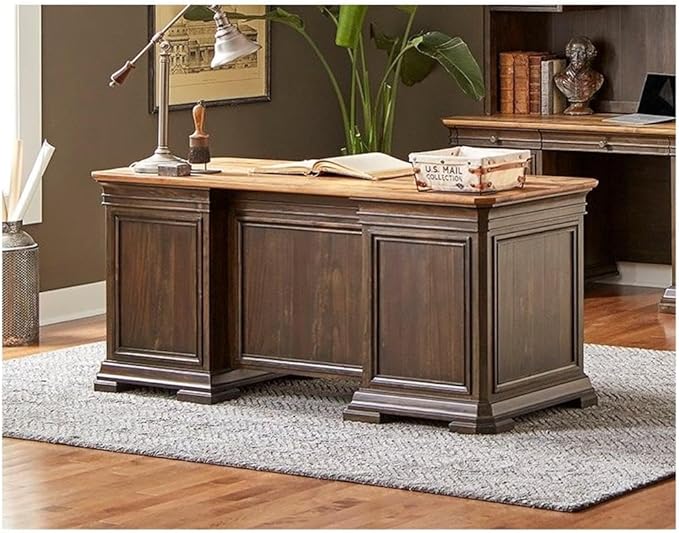 Pemberly Row Set of 3 Fully Assembled Executive Desk & Filing Cabinet & Bookcase