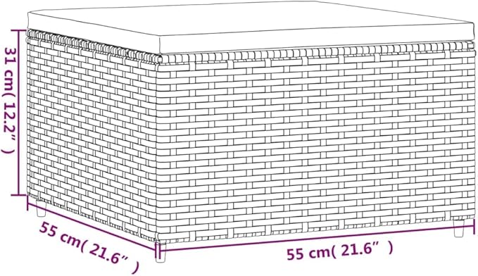 vidaXL Outdoor Patio Footrest with Cushion - Elegant Contemporary Design - Poly Rattan Weather- Material - Powder-Coated Steel Frame - Modular Design for Customizable Lounge Set
