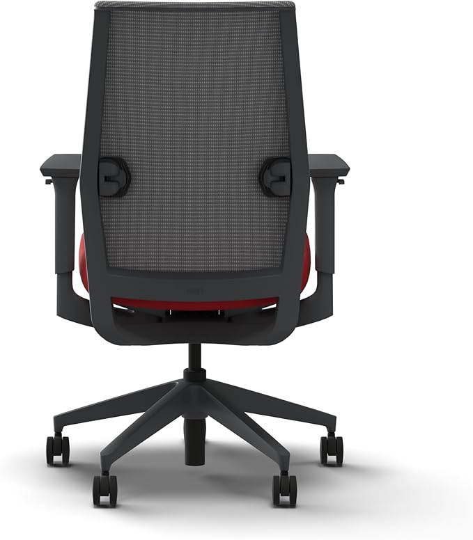 HON Cipher Mesh Office Chair, Standard Cylinder, Height Adjustable Arms, Office Chair with Lumbar Support, Titanium Mesh, Charcoal Frame, Ruby
