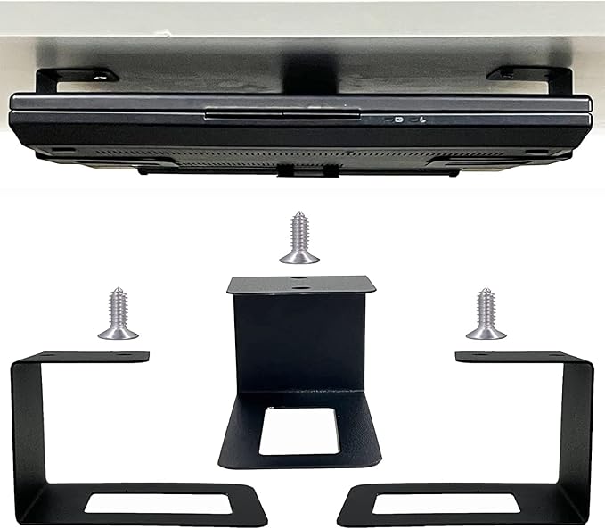 AUXPhome (3) Laptop Holder Under Desk Laptop Mount Organizer Rack Storage Shelf, Add On Under Table Laptops, Keyboard, Routers, Modems, Cable Box, Network Switch & More, Desk Accessories