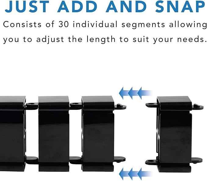 Mount-It! Cable Management Spine, Desk Cord Organizer Vertebrae, Keeps Power and AV Cords Safe and Organized, 50 Inch Long Modular Wire Management Tray, Black
