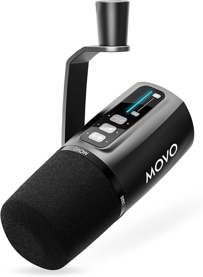 Movo UM6 Dynamic Podcast Microphone with Built-in GainCast Preamp - XLR and USB C Outputs - Studio Mic for Gaming, Podcasting, Streaming, Vocals, Computers, and Content Creation