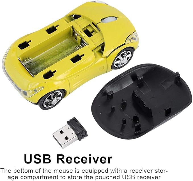 Zerone 2.4GHz Mouse, Portable Optical Mouse 1600DPI for/Android/ME/Windows PC/Tablet Gaming Office (Yellow)