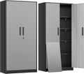 INTERGREAT Metal Lockable Storage Cabinet, 72” Storage Cabinet with 2 Doors and 4 Adjustable Shelves for Office, Home, Garage, Pantry (Assembly Required, Black Gray)