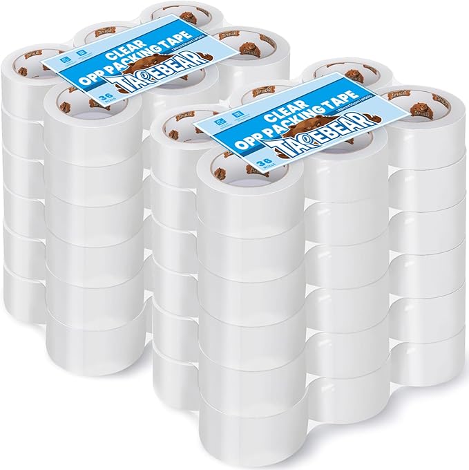 TAPEBEAR Clear Packing Tape 72Rolls, Heavy Duty Shipping Tape 1.88 Inch x 55 Yard Packaging Tape 2.6mil Thick Transparent Tape Refills for Moving, Storage, Sealing, 3960 Total Yards