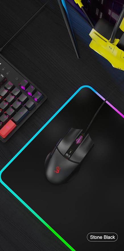 Bloody Gaming Mouse L65 Max - Stone Black, Lightweight 78 Grams, BC3332-A Sensor, RGB Animation, 4M Onboard Memory