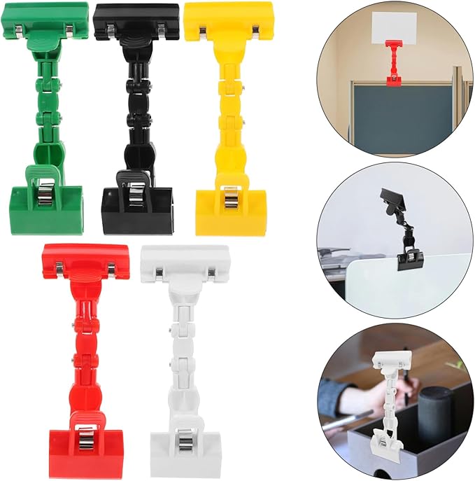 SEWACC 5pcs Dual-Headed Sketch Clamp Flexible Rotatable Drawing Board Clip Holders for Artists Painters Classroom Use