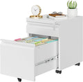 Metal Mobile File Cabinet with Lock and 4 Keys - Fully Assembled, Under Office Desk 2 Drawers Filing Cabinet for Home Office with Anti-tilt Wheels, A4/Legal/Letter Hanging File Drawers