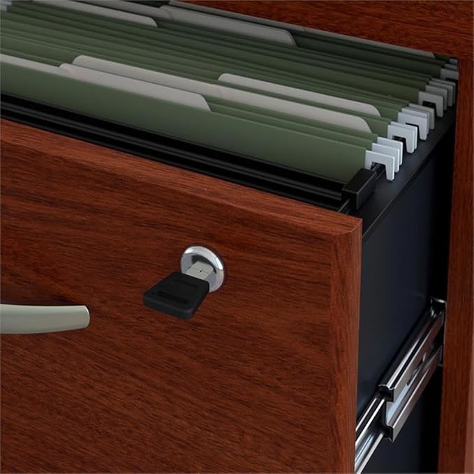 Bush Business Furniture Series C 60W U Shaped Desk with 3 Drawer Mobile File Cabinet in Mahogany