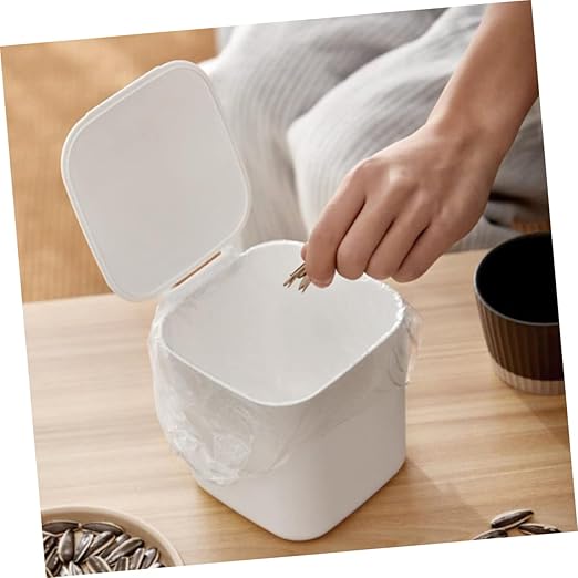 Alipis Slim Garbage Can Kitchen Trash Can for Kitchen Desktop Rubbish Storage Bin Lid