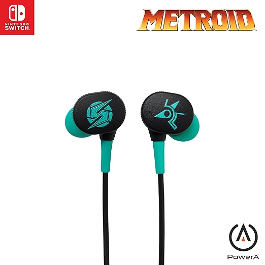 PowerA Wired Earbuds for Nintendo Switch - Metroid, 3.5 mm, Wired, Officially Licensed