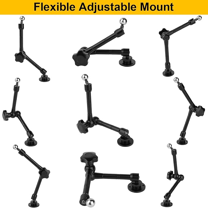 Mippko Wall Mount Phone Stand for Car/Desk/Boat/Desk/Vehicles Dashboard,360° Adjustable Aluminum Alloy Mount 10 inch Arm Holder,Compatible with 3.5~7.5" iPhone/HTC/LG/Huawei/Smartphones