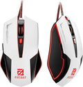 Wired Mouse for Computer and Laptop, Gaming Mouse RGB, Wired Optical Mouse with 6 Programmable Buttons & 7 Backlit Modes, USB Corded Mouse, Right or Left Hand Use - White