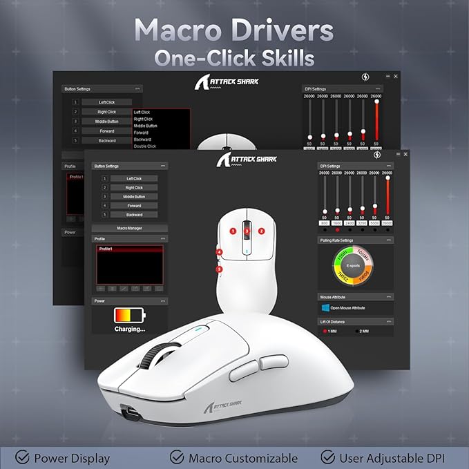 MAMBASNAKE Attack Shark X3 Wireless Gaming Mouse, 49g Ultralight, PixArt PAW3395 26000 DPI, Bluetooth/2.4Ghz /Wired Tri-Mode, 200Hrs Rechargeable Battery, Kailh GM8.0 Switch for PC/MAC/Win - White