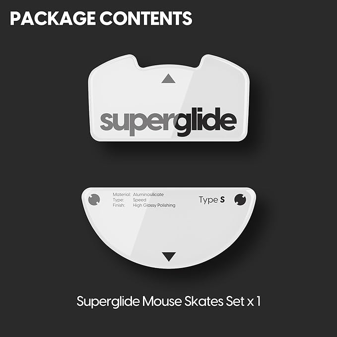 Superglide Glass Mouse Skates - Super Smooth Glide, Polished Round Edge, Super Fast Gaming Mouse Feet with Durable Sole for Razer Viper v3 Pro (Type-S, White)