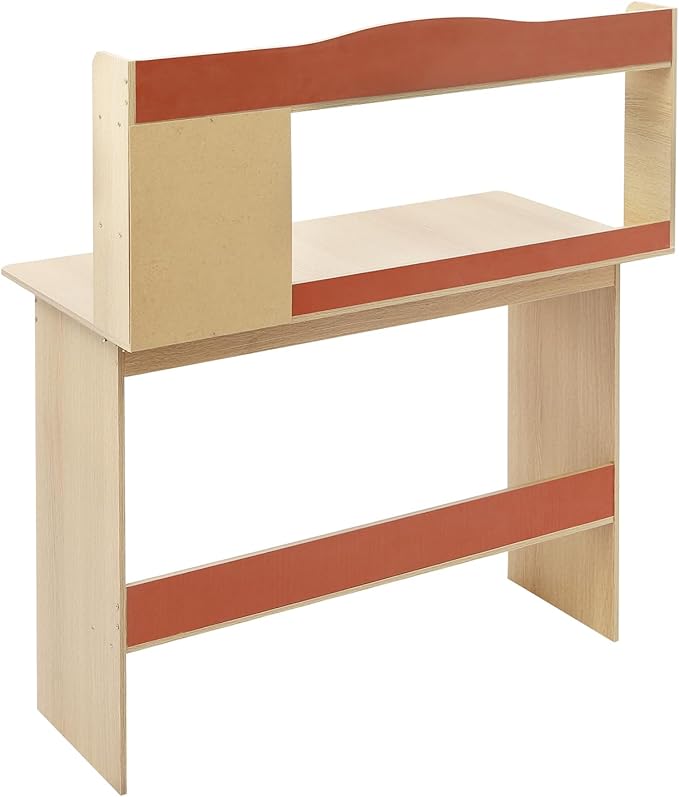 Desk for Small Spaces, Computer Desk Study Writing Desk, 40 X 19 X 47in Home Office Workstation PC Laptop Table Computer Desk with Hutch for Bedrooms Living Room (Wood Color)