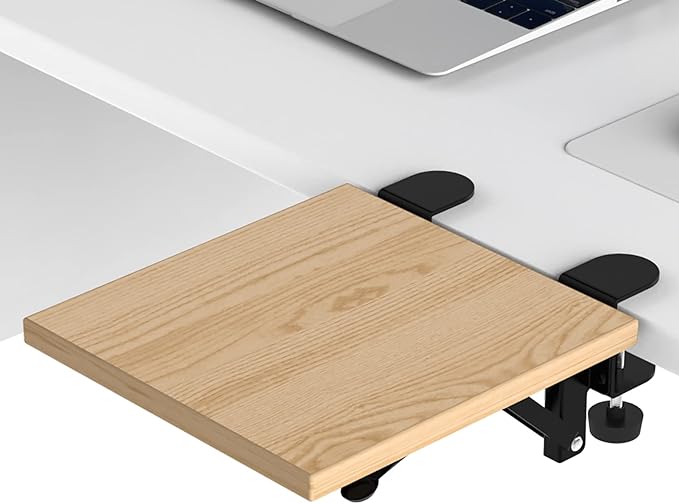 WITPOCE OUGIC Ergonomic Desk Extension Tray, 9.5 x 9.1 Inch Desk Extension Tray, Punch-Free Clamp Foldable Keyboard Drawer Tray Wrist Rest Computer Elbow Support