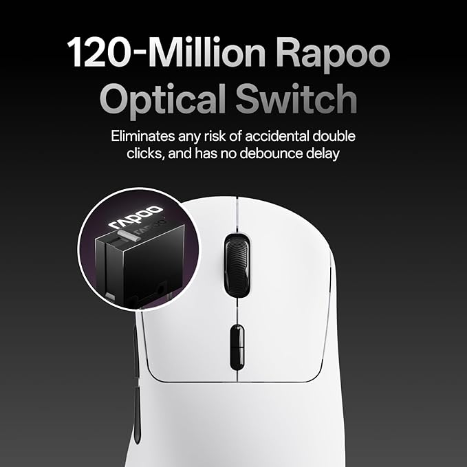 Rapoo VT3 MAX Gen-2 Wireless Gaming Mouse, True 8K Wireless Polling Rate, 53g Lightweight, Up to 750 Hr Battery, Nordic nRF54L15 MCU, 120-Million Optical Switch, 10 Programmable Buttons, Macro Enabled