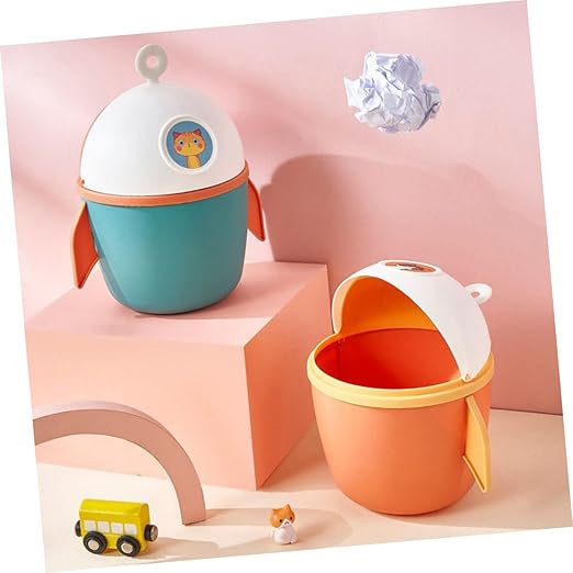 DECHOUS Slim Garbage Can Mini Car Trash Bin Lid Water Paper Container for Desktop Small Trash Can