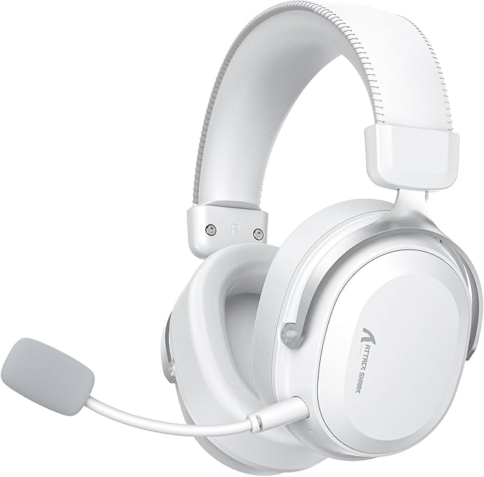 ATTACK SHARK L30PRO Wireless Gaming Headset,7.1 Surround Sound, 50mm Drivers,20ms Low Latency,Detachable Noise-Canceling Microphone, Aluminum Alloy Frame,Quad-Mode Connectivity-White