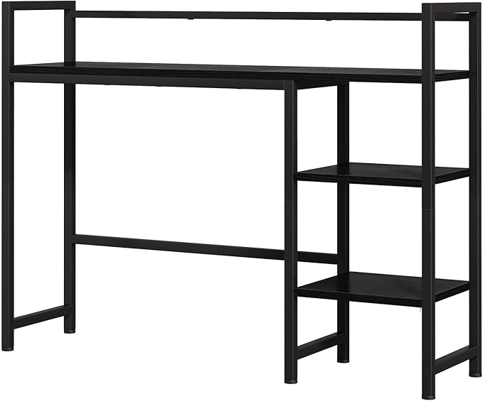 38.6" Book Shelf with 3 Tier Open Shelves Bookshelf and Desk Shelfs to Combined for Computer Desks, Desk Hutch for Top of Desk, Bookcase for Dorm or Office, Adjustable Desktop Shelf, Black