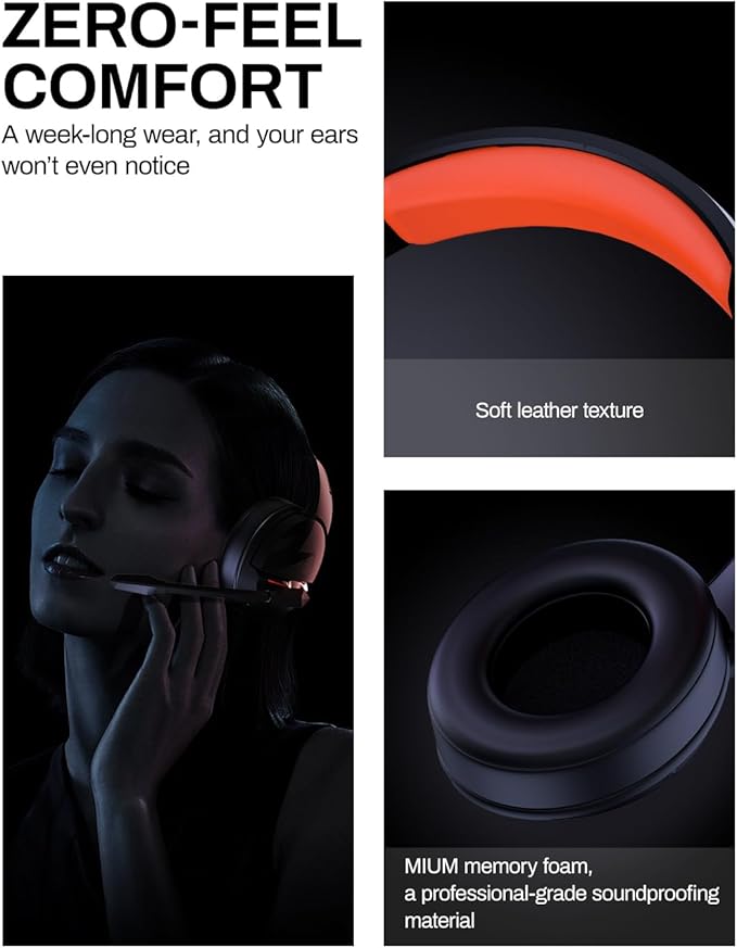 acer 2.4GHz Flex Wireless Gaming Headset | Red + Orange| Non-Stop 100H Battery | Dynamic 50mm Drivers | Clear Voice Mic | Bluetooth5.3, 3.5mm | Gaming Headphones for PC, Meeting, Music, PS4 Headset
