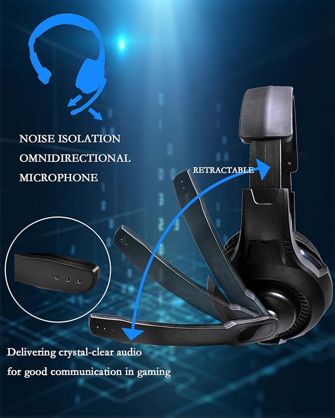 One Ear Gaming Headset for PS5/PS4/Xbox Series S/Xbox Series X, Wired Online Game Unilateral Headset, 50mm Drivers|Detachable Mic|3.5mm Headphone Jack for Switch Lite, Xbox One, Laptop/Phone