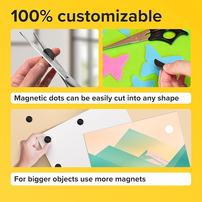 Peel-&-Stick Flexible Adhesive Magnets – 250 pcs (0.8"x0.08") Magnetic Dots for Office Supplies, Whiteboard, Crafts, Fridge, & School Projects