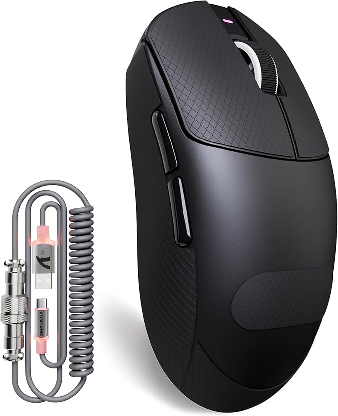 ATTACK SHARK X8Plus 55g Superlight Wireless Gaming Mouse with 40K DPI,PAW 3395PRO Sensor, Broadcom BK52820 Chip,HUANO Switch,Web Driver,Tri-Mode Fit Large Hand Mice with RGB Cable -Black&Sticker